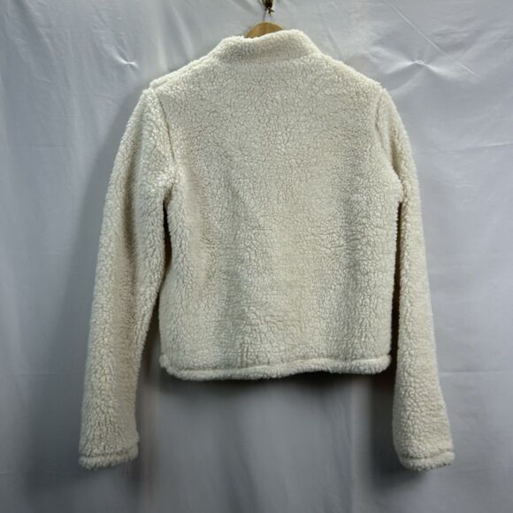 Hollister Cream Medium Sherpa Half Zip Cropped Pullover Fleece Sweater Warm Cozy - Picture 6 of 6